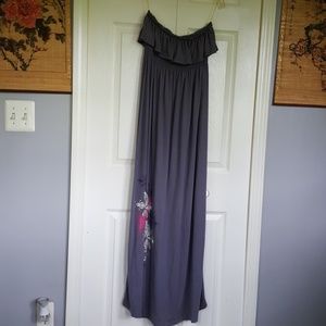 Derek Heart Strapless Maxi Dress NWOT Gray Small